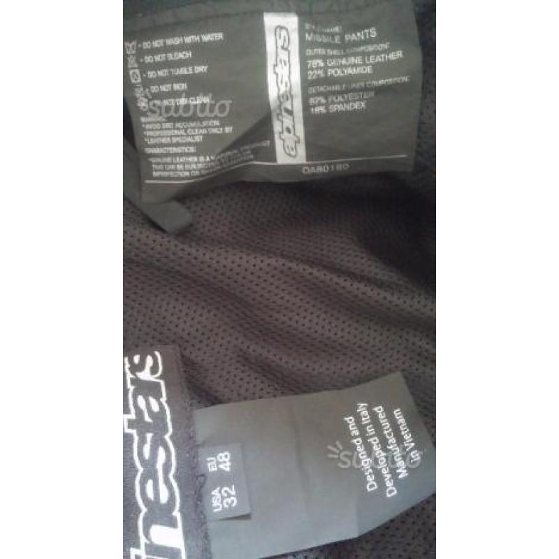 Pantaloni pelle Alpinestars Missile Neri Tg.48