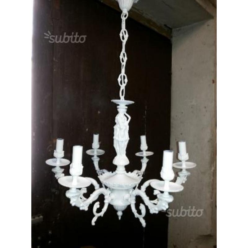 Lampadario vintage metallo laccato bianco perfetto