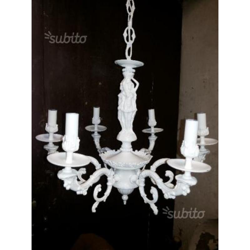 Lampadario vintage metallo laccato bianco perfetto