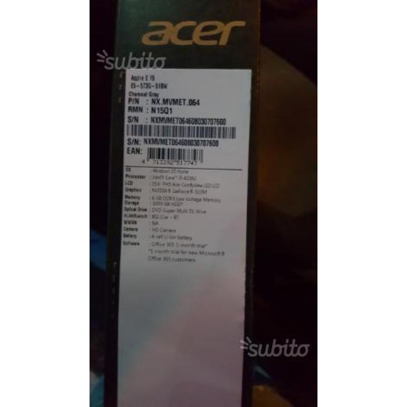 Acer Aspire E 15 e5-573g-518w NUOVO Sigillato