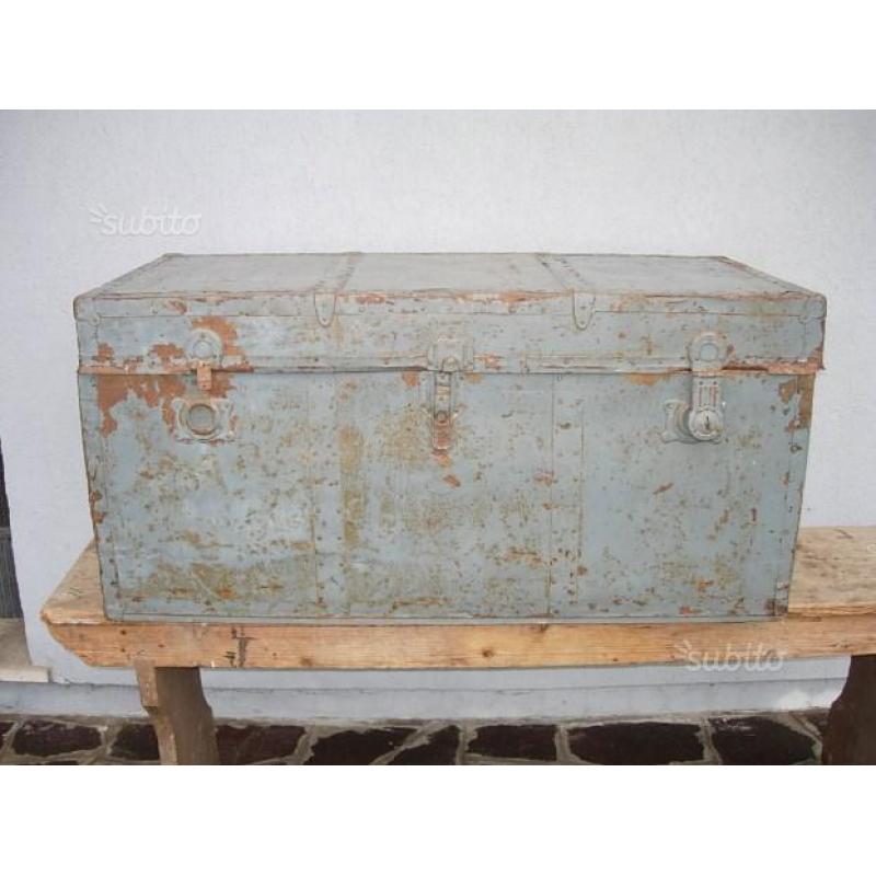 Baule antico vintage originale dipinto