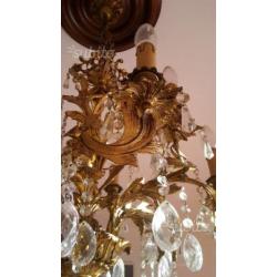 Lampadario chandelier oro foglie gocce cristallo