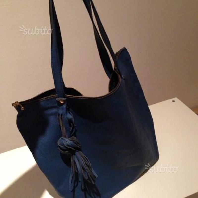 Borsa in pelle blu