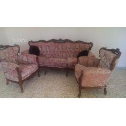 Set divano + 2 poltrone anni 70 stile barocco