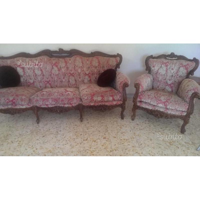 Set divano + 2 poltrone anni 70 stile barocco