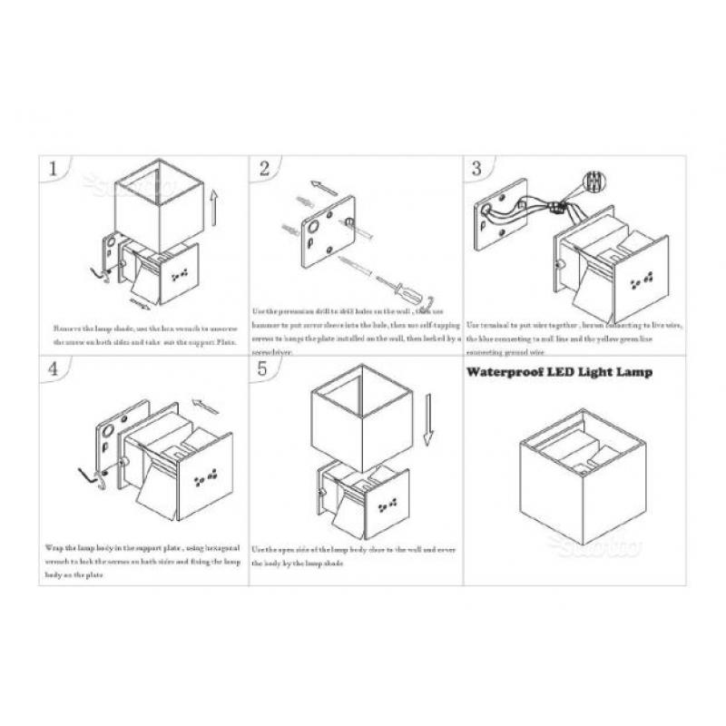 Lampada applique LED cubo angolo luce regolabile